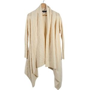 Ralph Lauren‎ Cream Cable Knit Wool Cashmere Waterfall Cardigan xs/s minimalist